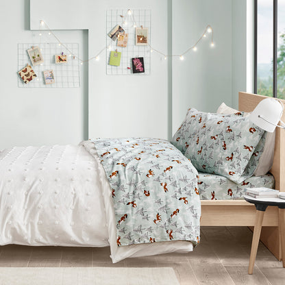 Intelligent Design Cotton Flannel Printed Sheet Set