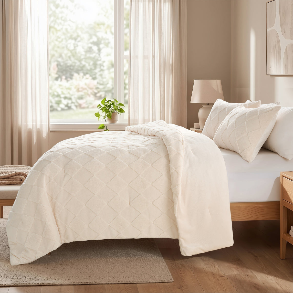 Regency Heights Monroe Jacquard Sherpa(Diamond) Comforter Mini Set