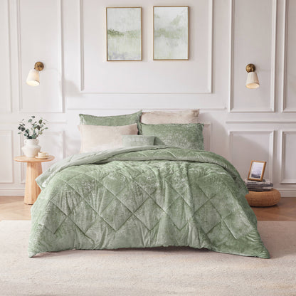 Intelligent Design Velvet Duvet Cover Set with Throw Pillow