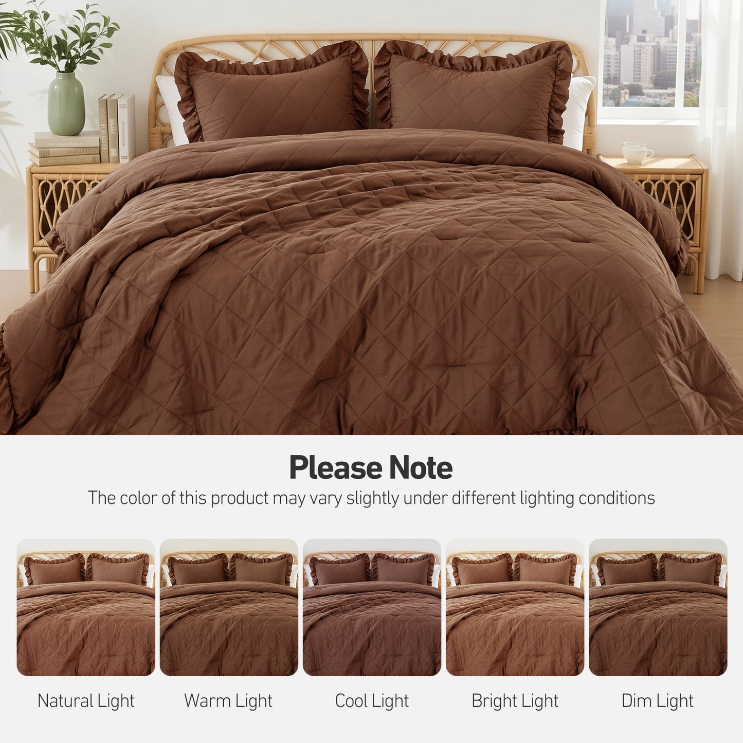 Penelope Diamond Quilted Ruffle Edge Comforter Set