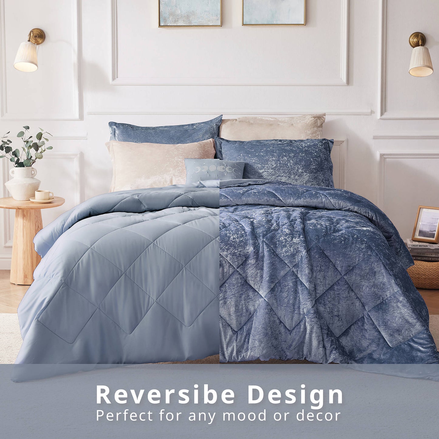 Intelligent Design Velvet Duvet Cover Set with Throw Pillow