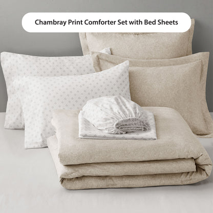 Regency Heights Camden Chambray Print Microfiber Comforter Set with Bed Sheets