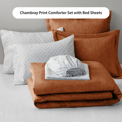 Regency Heights Camden Chambray Print Microfiber Comforter Set with Bed Sheets