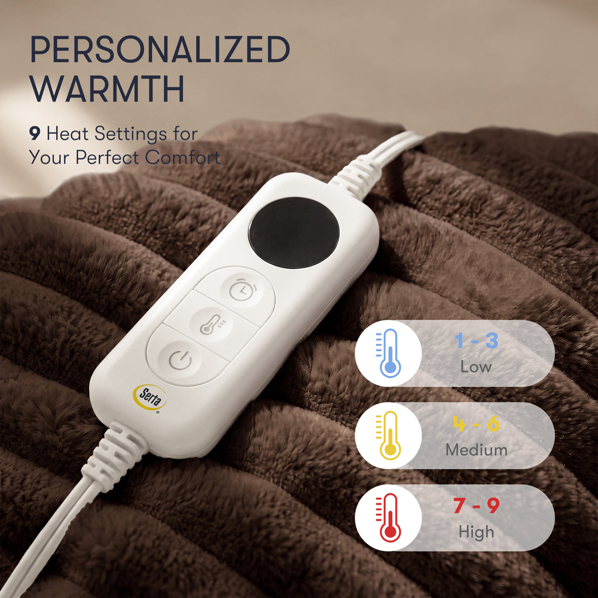 Serta Heated Cord Plush Heated Throw