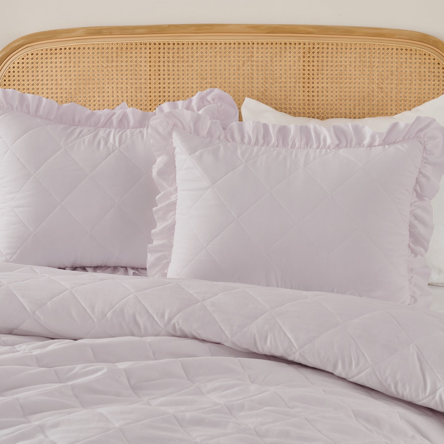 Penelope Diamond Quilted Ruffle Edge Comforter Set