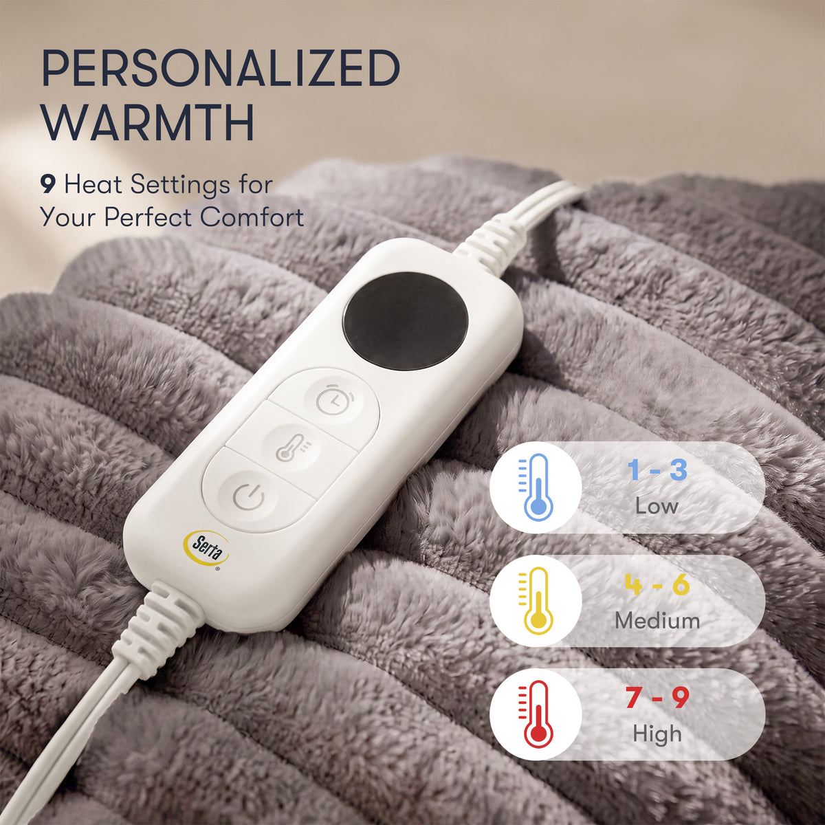 Serta Heated Cord Plush Heated Throw