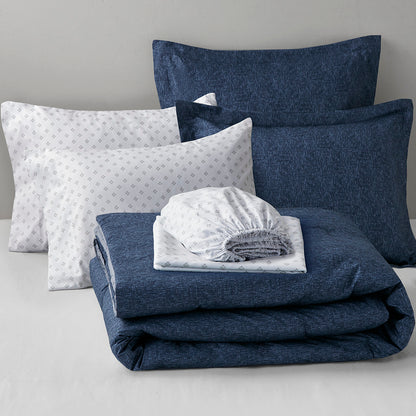 Regency Heights Camden Chambray Print Microfiber Comforter Set with Bed Sheets