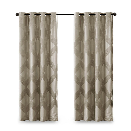 SunSmart Ogee Knitted Jacquard Total Blackout Curtain Panel