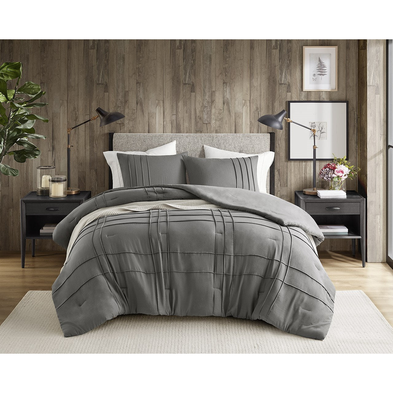 Comfort Spaces Soft Washed Pleated Comforter Set