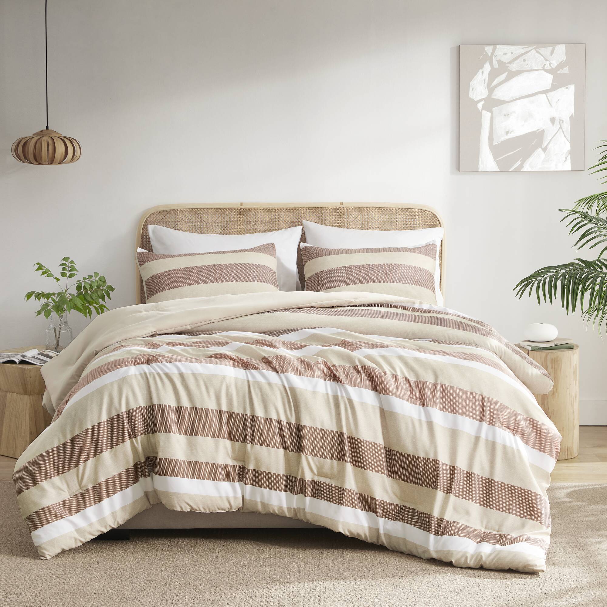 Blais Stripe Textured Print Comforter Set
