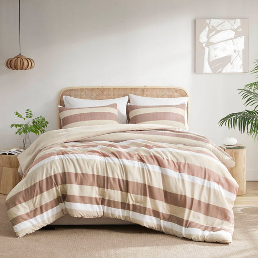 Blais Stripe Textured Print Comforter Set