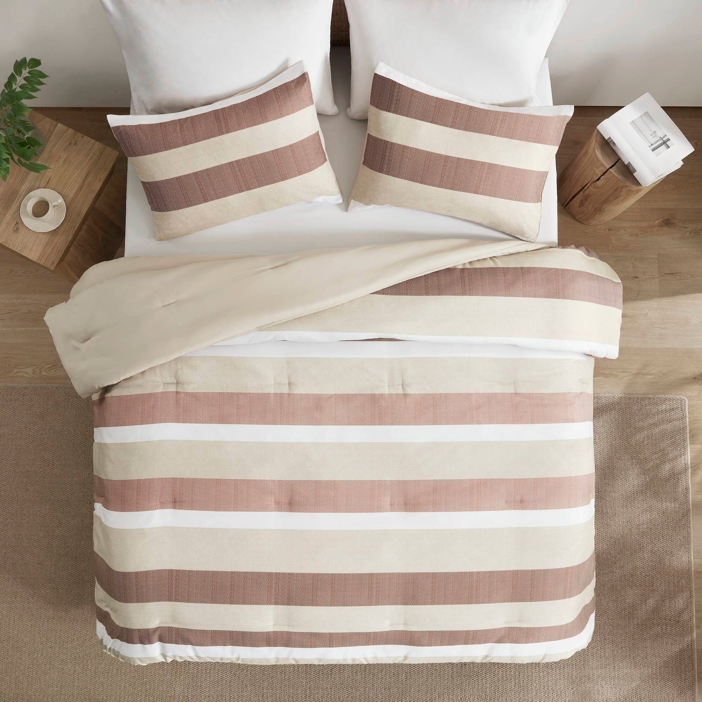 Blais Stripe Textured Print Comforter Set