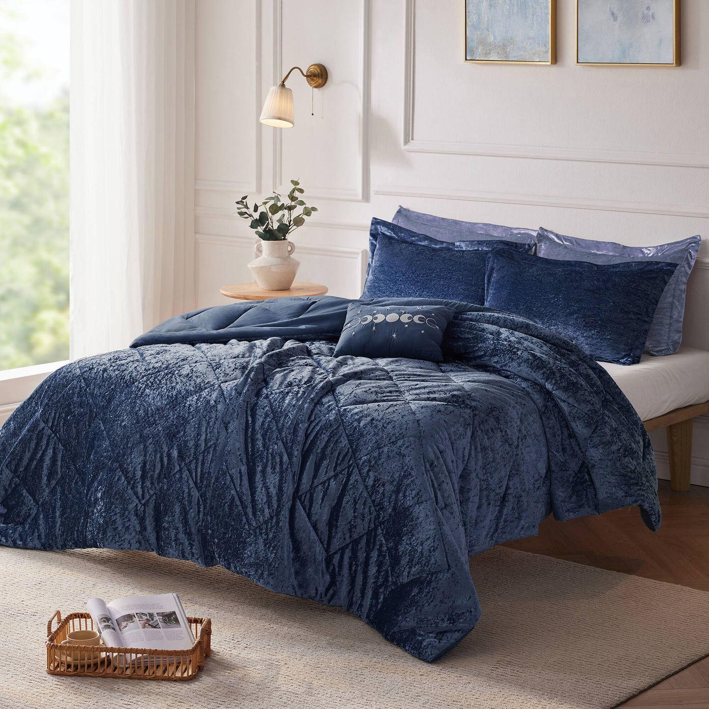 Flora Velvet Comforter Set with Throw Pillow