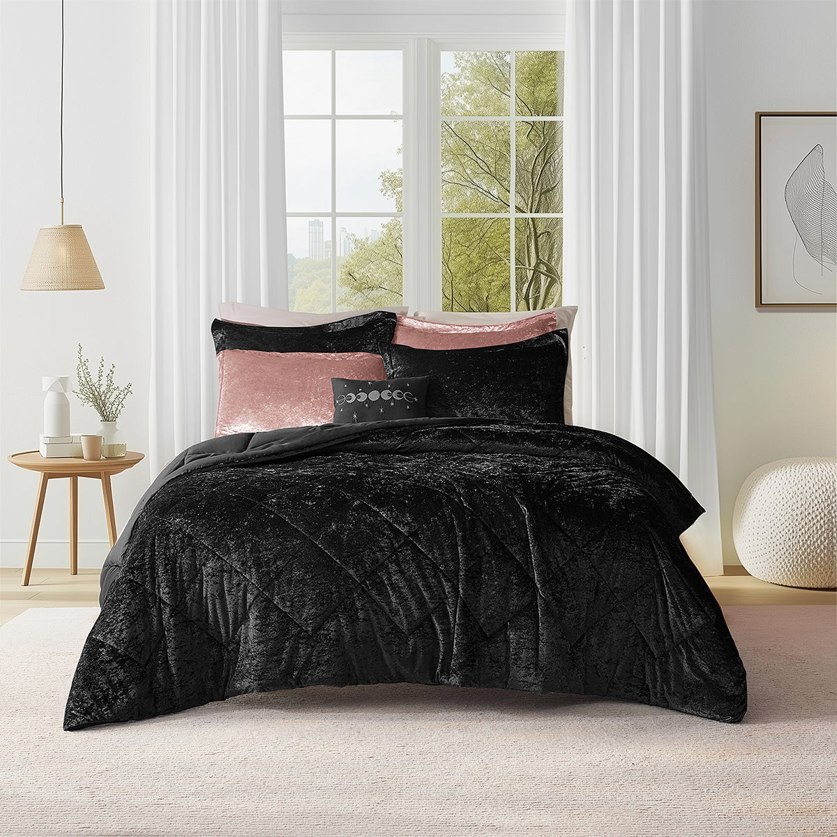 Flora Velvet Comforter Set with Throw Pillow