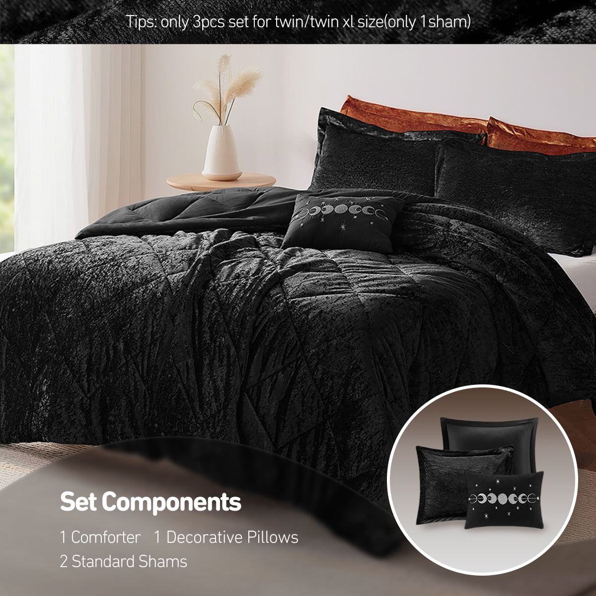 Flora Velvet Comforter Set with Throw Pillow