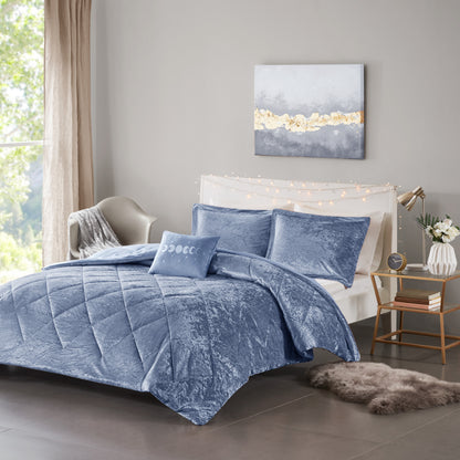 Flora Velvet Comforter Set with Throw Pillow