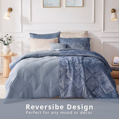 Flora Velvet Comforter Set with Throw Pillow