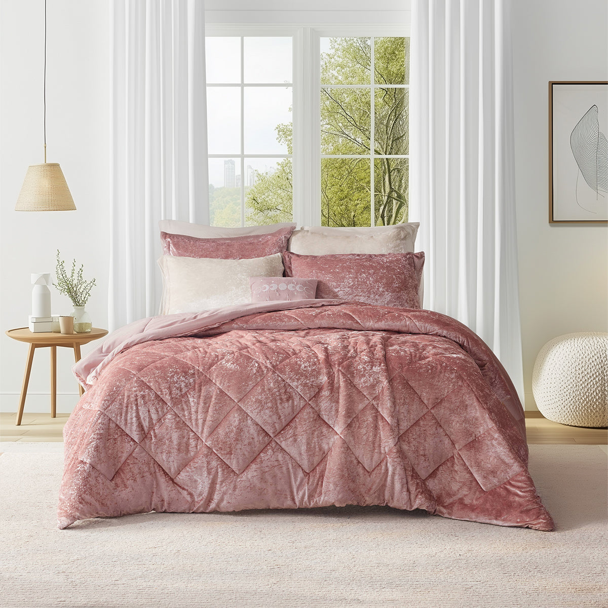 Flora Velvet Comforter Set with Throw Pillow