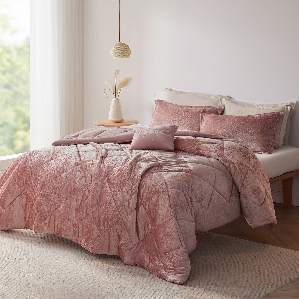 Flora Velvet Comforter Set with Throw Pillow