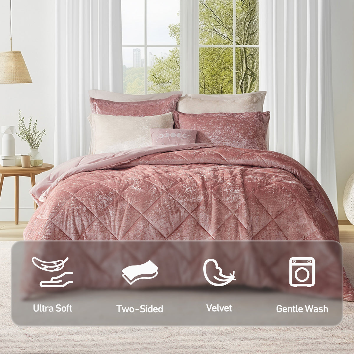 Flora Velvet Comforter Set with Throw Pillow