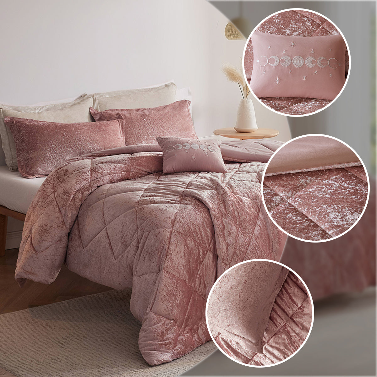 Flora Velvet Comforter Set with Throw Pillow