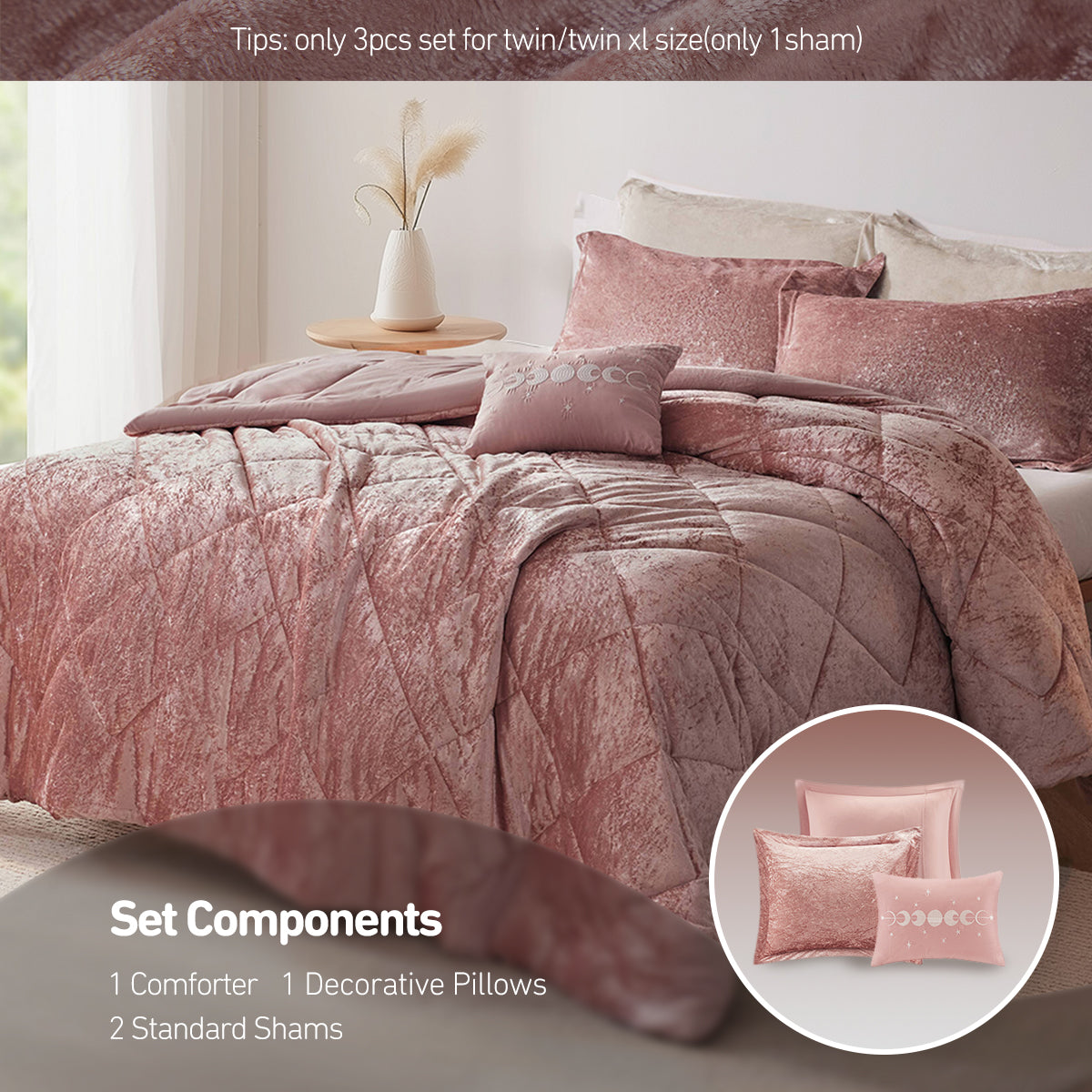 Flora Velvet Comforter Set with Throw Pillow