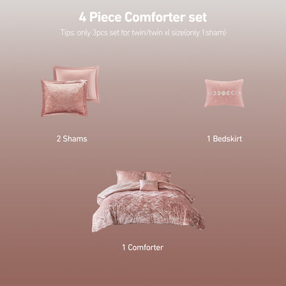 Flora Velvet Comforter Set with Throw Pillow