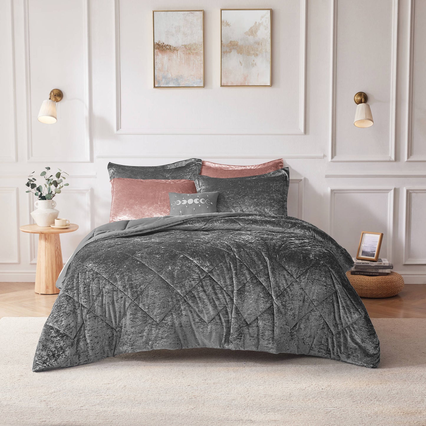 Flora Velvet Comforter Set with Throw Pillow