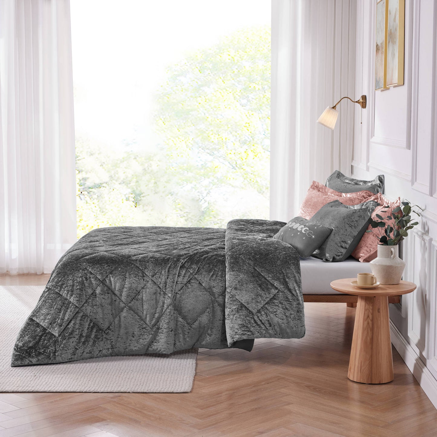 Flora Velvet Comforter Set with Throw Pillow