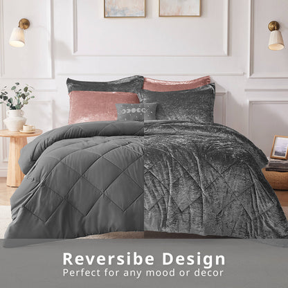 Flora Velvet Comforter Set with Throw Pillow