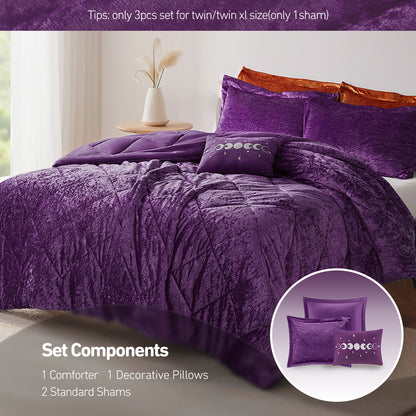 Flora Velvet Comforter Set with Throw Pillow