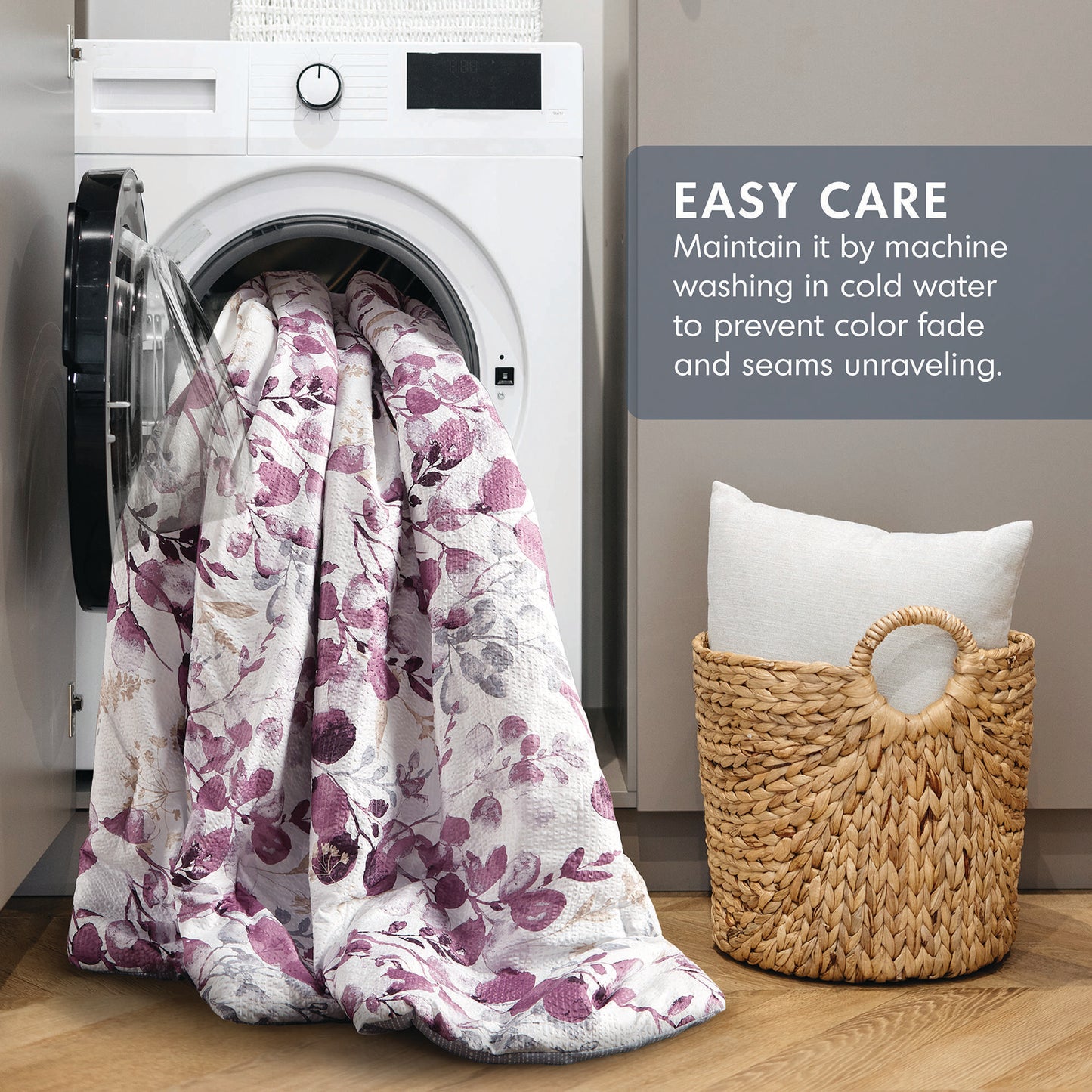 Gabrielle Reversible Floral Botanical Seersucker Comforter Set