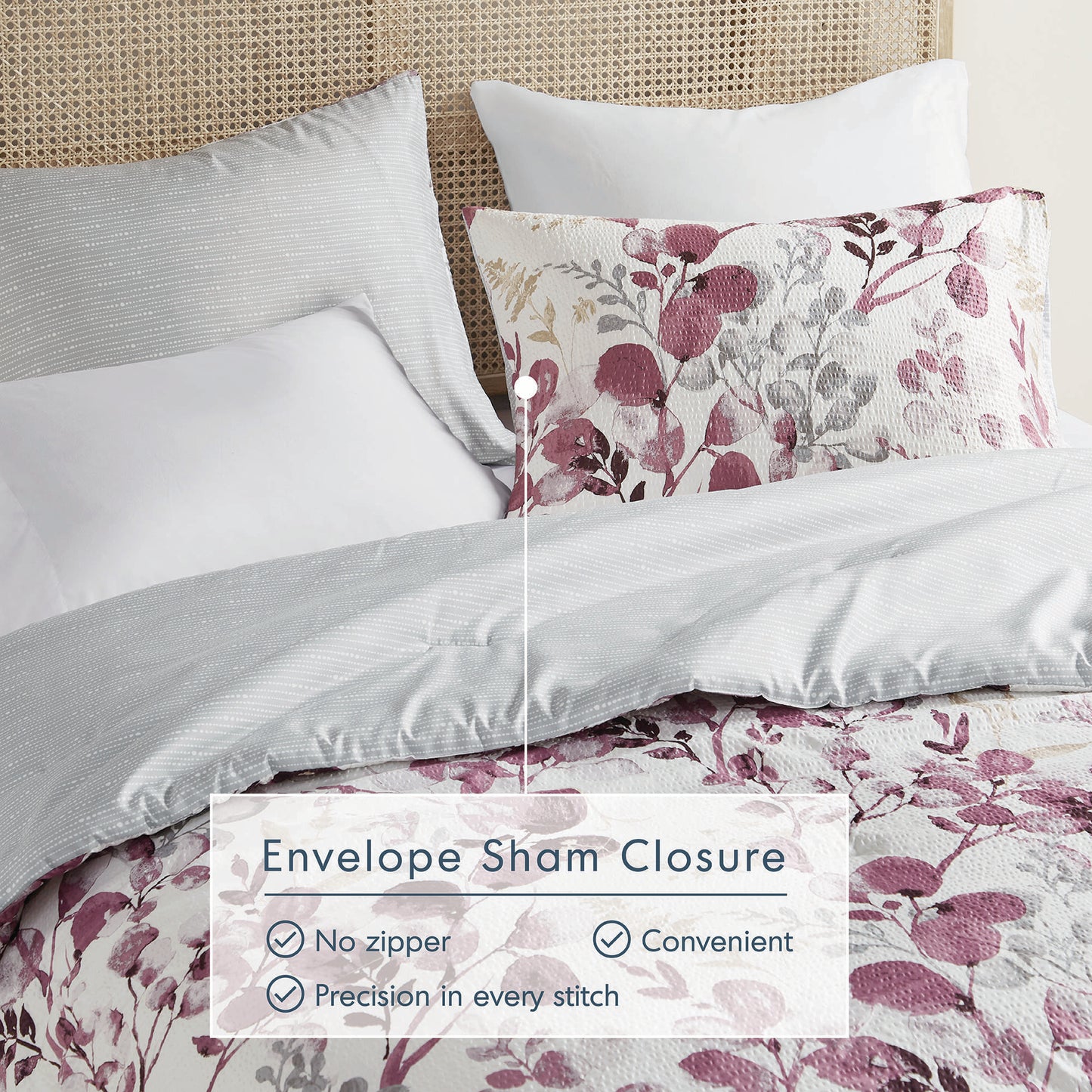 Gabrielle Reversible Floral Botanical Seersucker Comforter Set