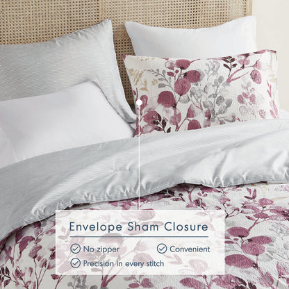 Gabrielle Reversible Floral Botanical Seersucker Comforter Set