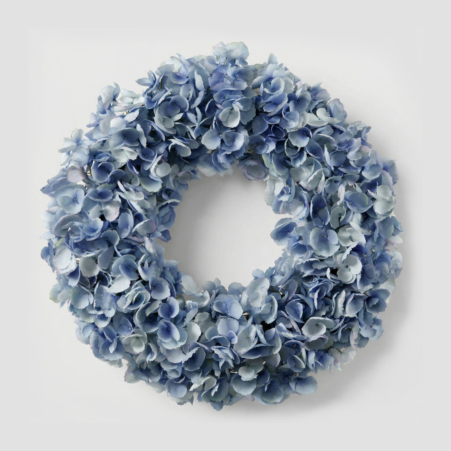 20-Inch Faux Dried Hydrangea Wreath – Light Blue Floral Door & Wall Decor