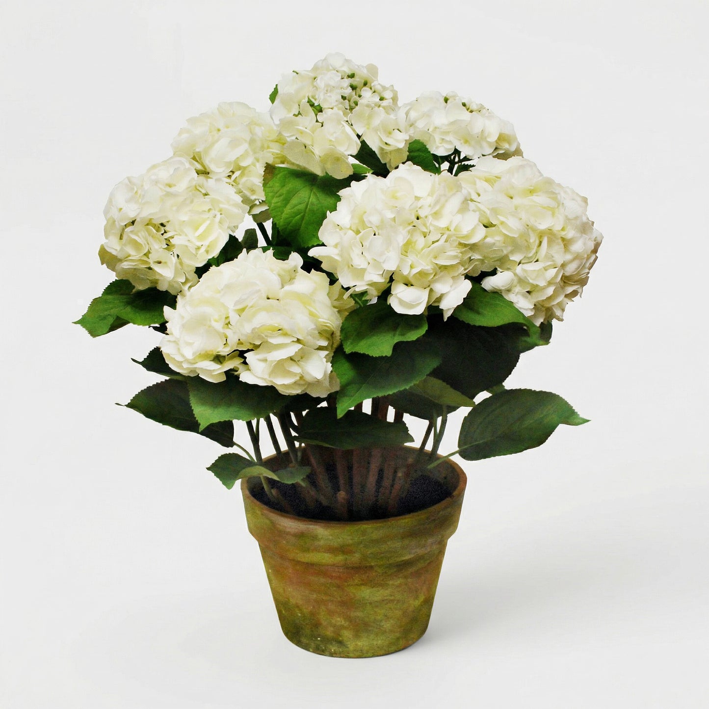 34-Inch Large Faux White Hydrangea Arrangement in Decorative Pot – Silk Floral Display