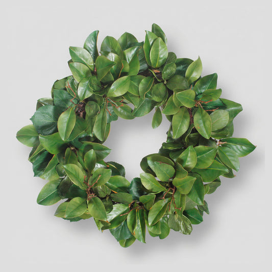 30-Inch Large Faux Magnolia Leaf & Twig Wreath – Realistic Greenery Door & Wall Decor