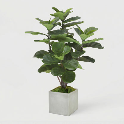 40-Inch Faux Fiddle Leaf Fig Tree in Decorative Pot – Small Artificial Floor Plant