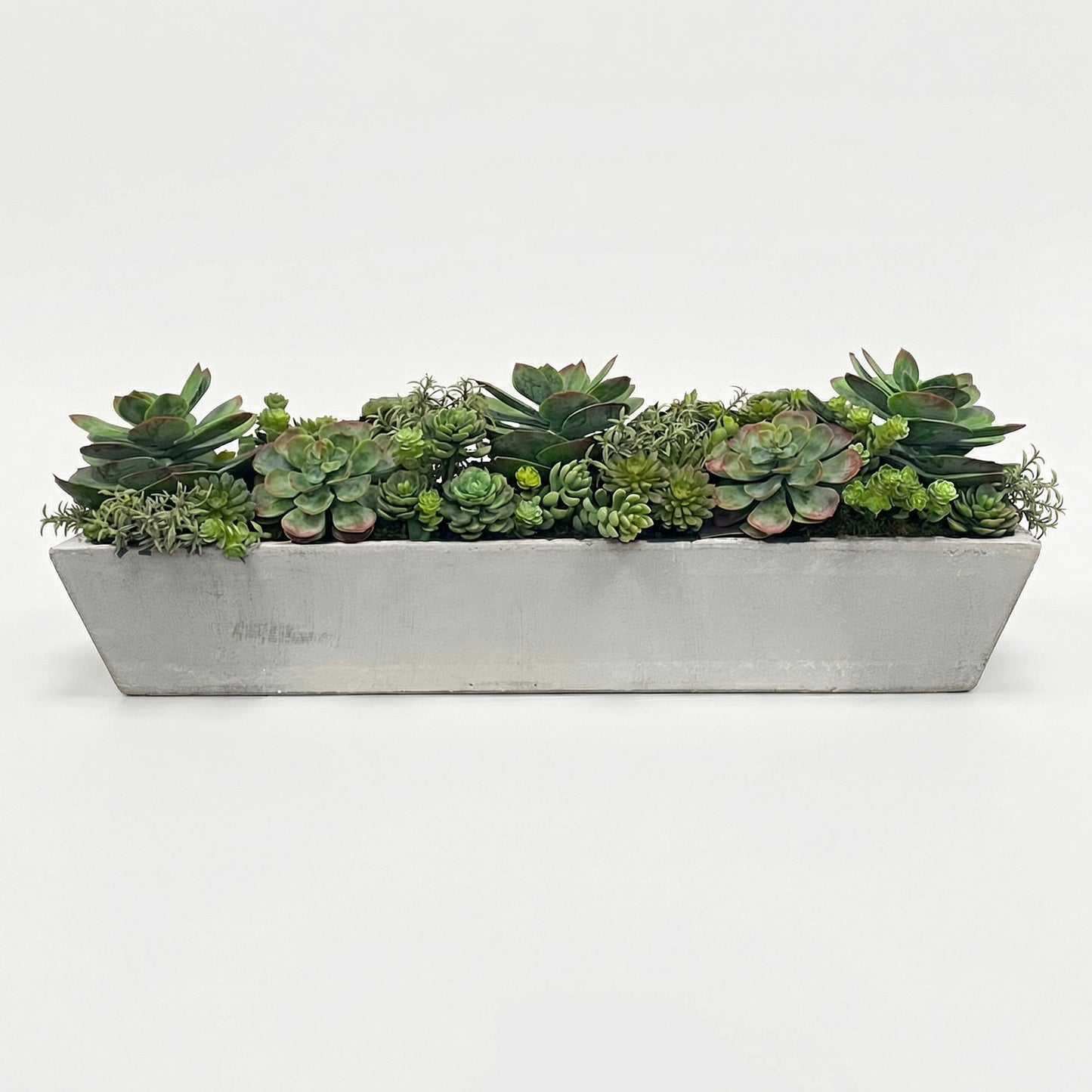 30-Inch Faux Mixed Succulent Garden in Long Taupe Planter