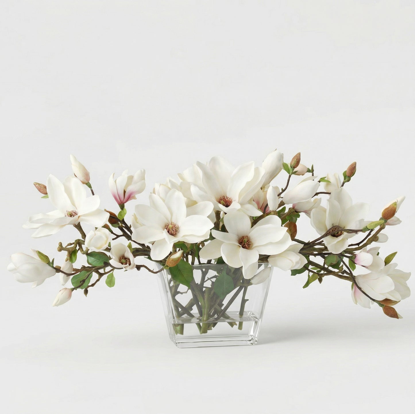 30-Inch Luxury Faux Magnolia Table Centerpiece – White & Green