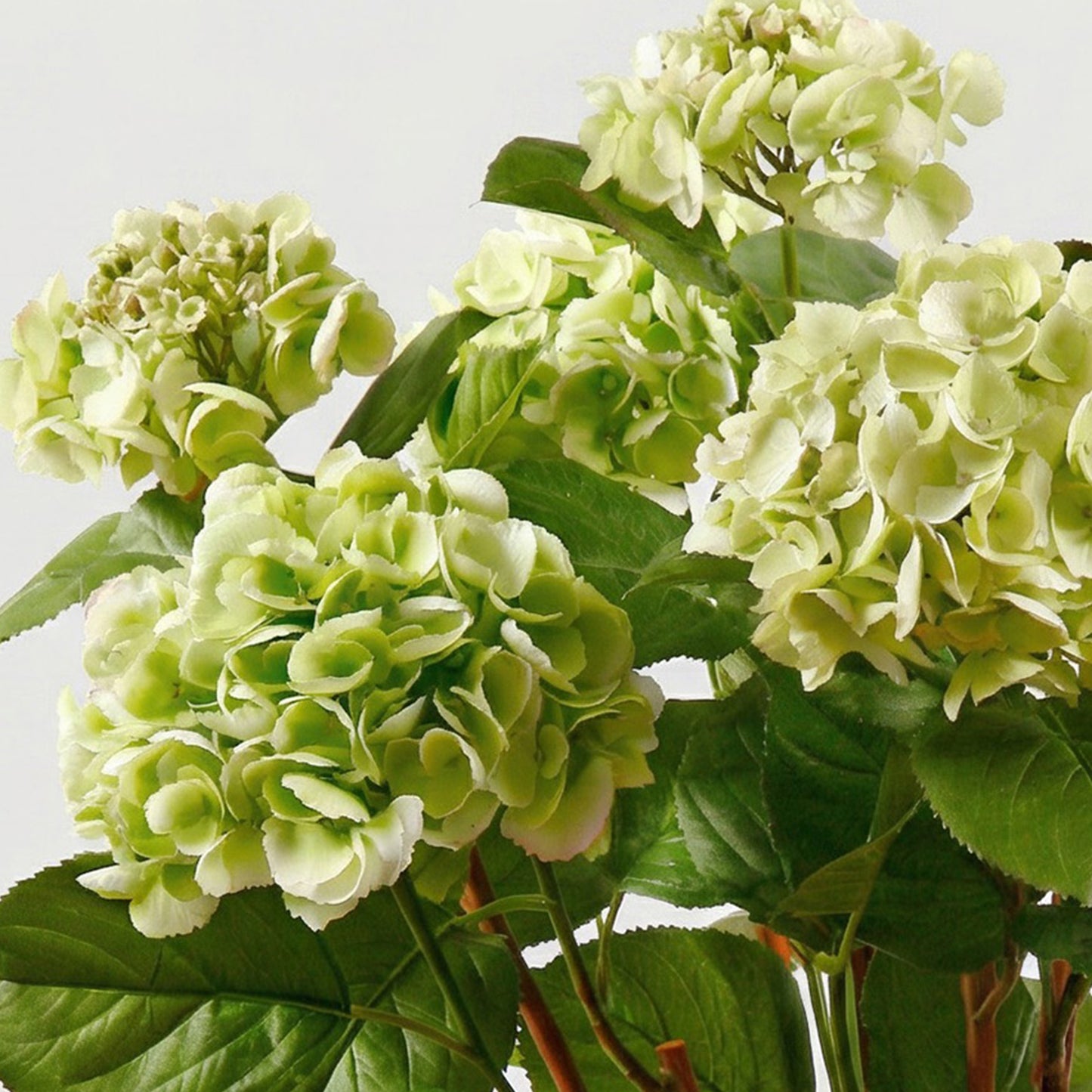 34-Inch Large Faux Hydrangea Arrangement in Decorative Pot – Green Silk Floral Display