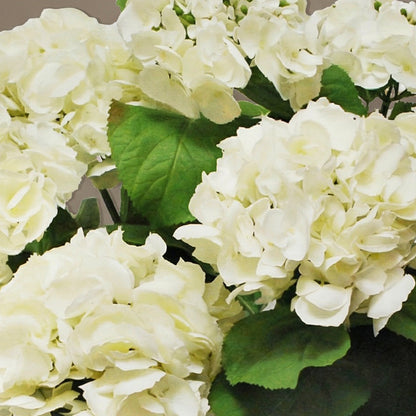 34-Inch Large Faux White Hydrangea Arrangement in Decorative Pot – Silk Floral Display
