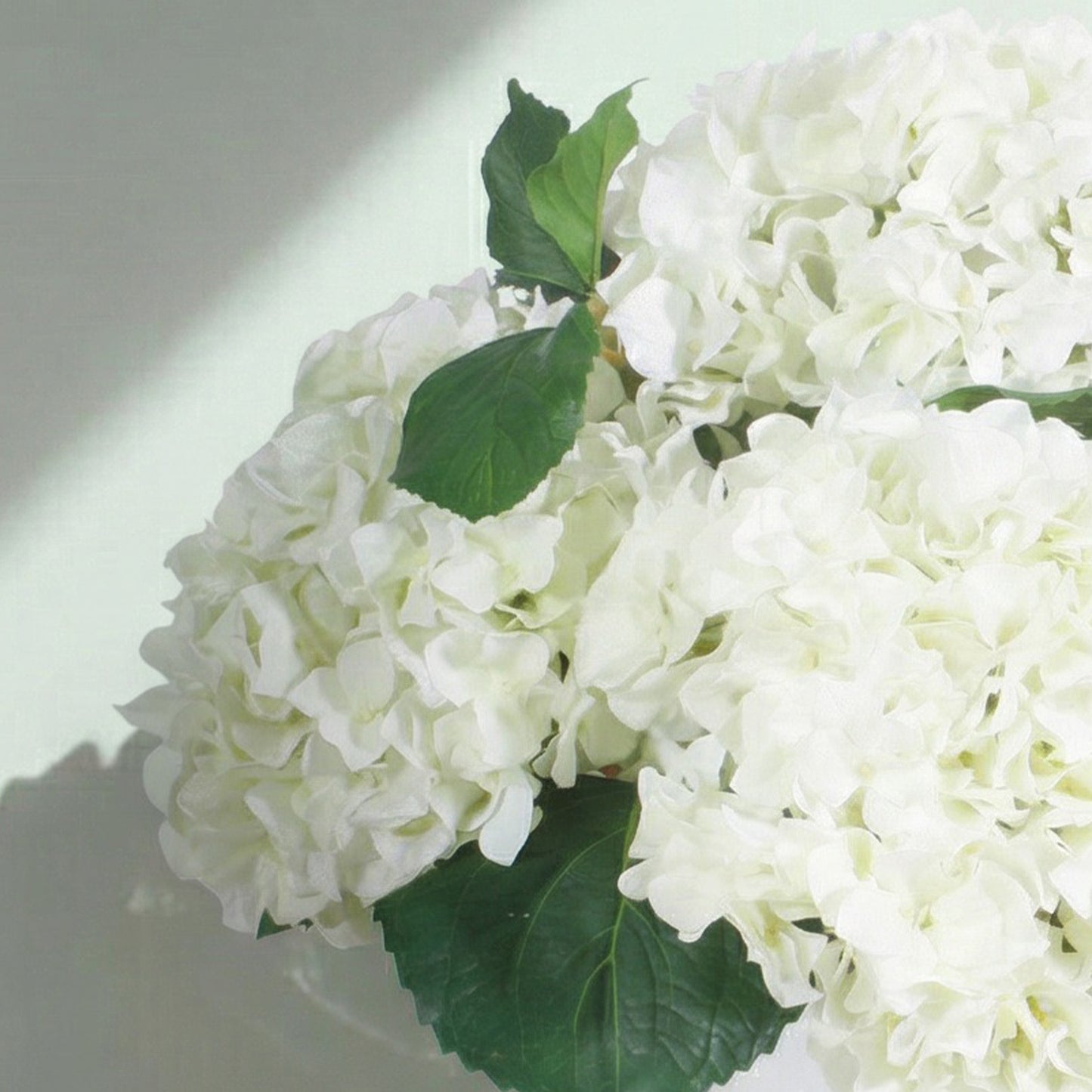 15-Inch Faux White Hydrangea Arrangement in Glass Vase – Silk Floral Centerpiece