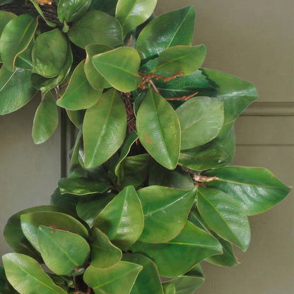 30-Inch Large Faux Magnolia Leaf & Twig Wreath – Realistic Greenery Door & Wall Decor