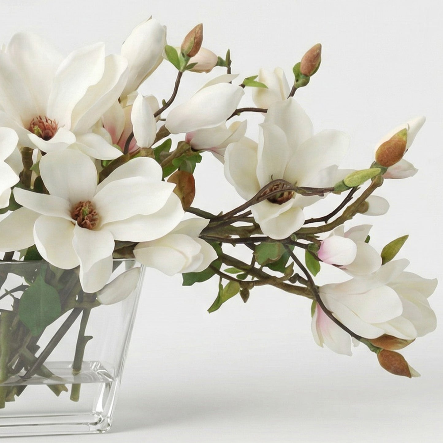 30-Inch Luxury Faux Magnolia Table Centerpiece – White & Green