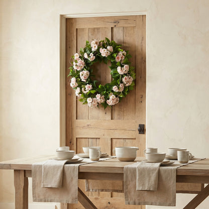 24-Inch Light Pink Peach Blossom Wreath – Faux Floral Door & Wall Decor