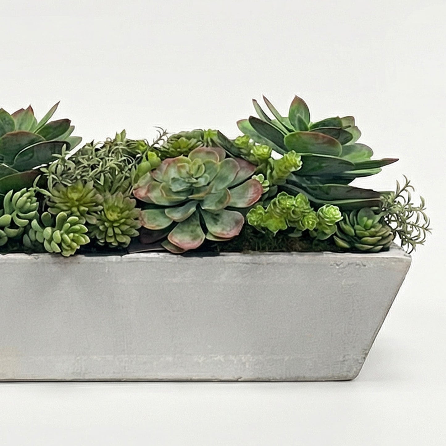 30-Inch Faux Mixed Succulent Garden in Long Taupe Planter