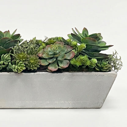 30-Inch Faux Mixed Succulent Garden in Long Taupe Planter