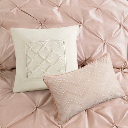 Laurel 100% Polyester Pieced Pleated 7pcs Tufted Comforter Set