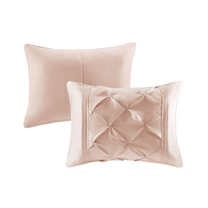 Laurel 100% Polyester Pieced Pleated 7pcs Tufted Comforter Set